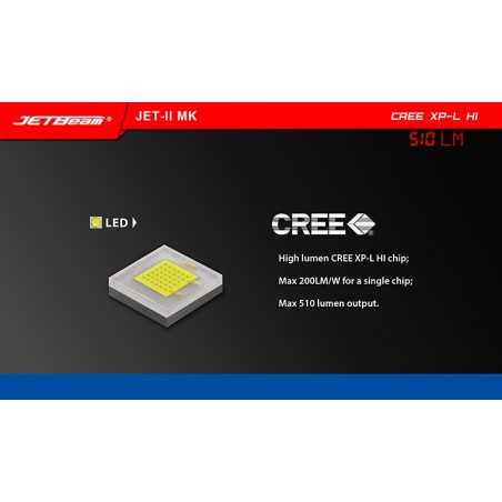 JETBEAM/NITEYE JET-II MK latarka mini Cree XP-L HI 510 lum 1x16340/CR123A