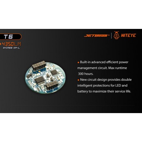 JETBEAM / NITEYE T6 4350 lum 4xCree XP-L 4x18650 Li-ion
